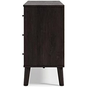 Signature Design by Ashley Piperton Contemporary Scandinavian 6 Drawer Dresser, Two-Tone Black