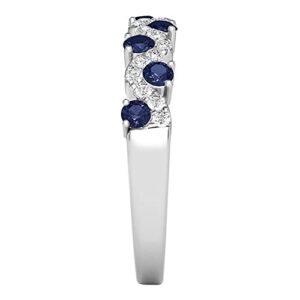 2 1/2 CT Round Shape Simulated Blue Sapphire & White Cubic Zirconia Womens Wedding Engagement Ring in 14K White Gold Plated 925 Sterling Silver (2.50 Cttw) Ring Size -6.5