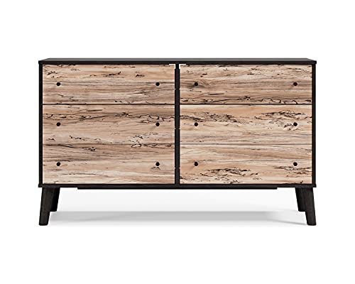 Signature Design by Ashley Piperton Contemporary Scandinavian 6 Drawer Dresser, Two-Tone Black