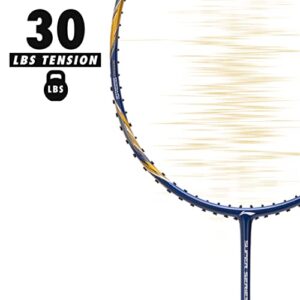 Li-Ning Super Series 900 Carbon Fibre Strung Badminton Racket with Full Racket Cover (Navy/Gold) | For Intermediate Players | 84 grams | Maximum String Tension - 30lbs