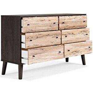 Signature Design by Ashley Piperton Contemporary Scandinavian 6 Drawer Dresser, Two-Tone Black