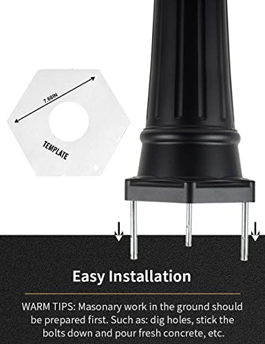 CMRCOZIRA Dusk to Dawn Vintage Outdoor Post Light 82.7"H 3-Headed Lamp Post with Outlet IP65 Waterproof Street Lantern 3 Light Black Clear Glass Outdoor Lamp Post Lights E26 Outdoor Street Light Yard