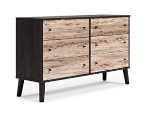 signature design by ashley piperton contemporary scandinavian 6 drawer dresser, two-tone black