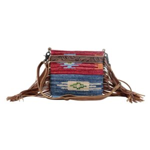 Myra Bag female Sunset Hand-Tooled Bag Upcycled Cotton & Leather S-3076