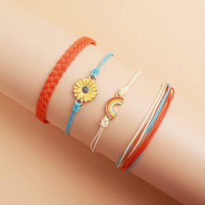 Long tiantian Boho Bracelets for Women Sunflower String Bracelets Ankle Bracelets for Women