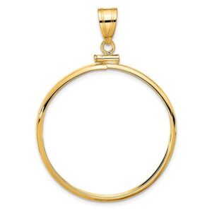 roy rose jewelry gold coin mounting | u.s. american gold eagle or buffalo | 32.7mm | screw top | plain, reeded edge, diamond-cut fancy bezel pendant frames | solid 14k gold