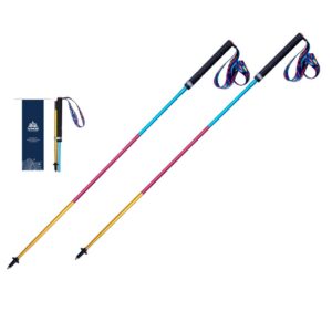 3 section trekking poles lightweight aluminium walking poles adjustable trekking sticks collapsible sticks 2pcs (rainbow, 110cm/43.3inch)