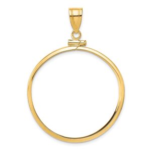 Roy Rose Jewelry Gold Coin Mounting | U.S. American Gold Eagle or Buffalo | 32.7mm | Screw Top | Plain, Reeded Edge, Diamond-cut Fancy Bezel Pendant Frames | Solid 14K Gold