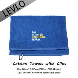 LEVLO Pickleball Sports Lovers Gift Eat Sleep Pickleball Repeat Cotton Towels for Pickleball Lovers (Eat Sleep Pickleball Repeat)