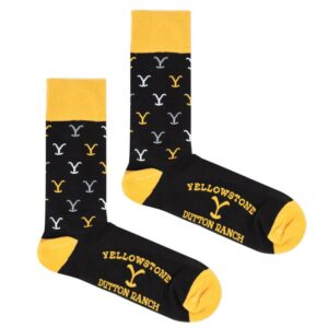 Yellowstone Dutton Ranch Black/Yellow Socks - Officially Licensed