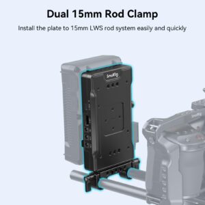 SmallRig V Mount Battery Adapter Plate with PD 65W USB-C Quick Charger, QC protocol USB-A, D-TAP, 8V & 12V DC Port, 15 mm Rod Clamp and Light Indicator, for Camera, Monitor, Transmitter, Phone - 3203B