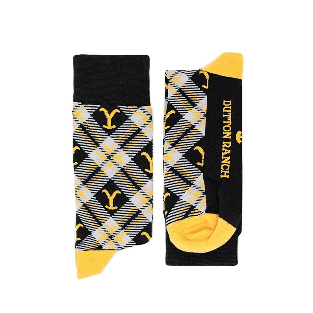 PARAMOUNT NETWORK Yellowstone Dutton Ranch Black Plaid Socks