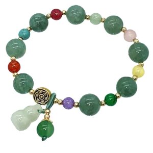 feng shui handmade chinese wu lou/hu lou bracelet for health and protection (green)