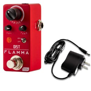 flamma fc06 mini distortion pedal with 9v 300ma power supply