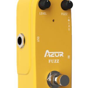 AZOR Vintage Fuzz Guitar Effect Pedal with Guitar Effect Pedal Cables 3 Pack (Gold)