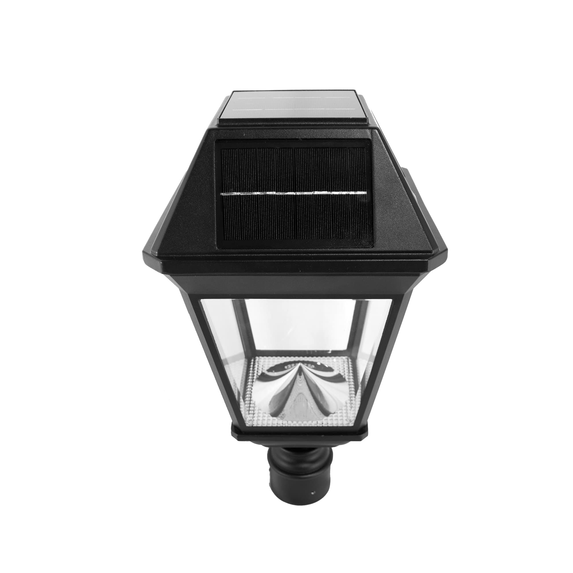 Gama Sonic Imperial III Solar Post Light, Black Aluminum and Glass, Outdoor Lamp, 300 Lumen Dual Color Temperature, 3-inch Fitter for Lamp Posts or Pier Mount (Sold Separately) 97K012