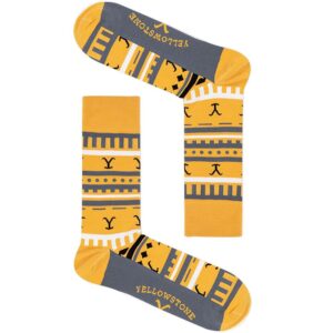 paramount network yellowstone dutton ranch yellow striped socks