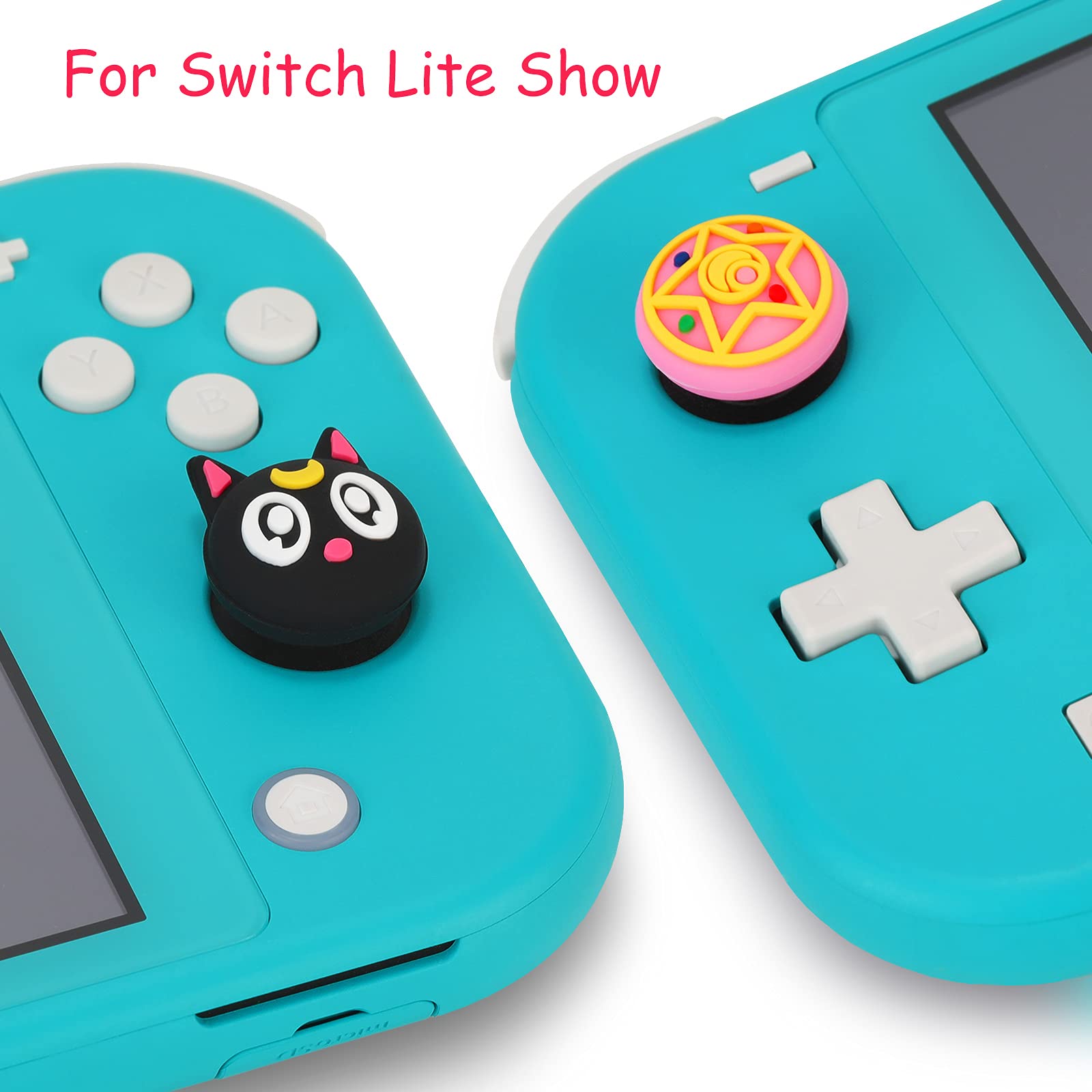 Owngen Cute Thumb Grip Caps for Nintendo Switch/Lite/OLED, Kawaii Magic Moon Joy-Stick Button Stick Cover 3D Analog Ergonomic Cap for NS Controller Joy-Cons (Luna)