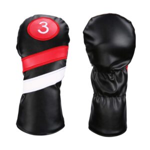 KYTAI Golf Club Head Covers- PU Driver Headcovers and 3 5 Wood Head Covers for Fairway (Black)