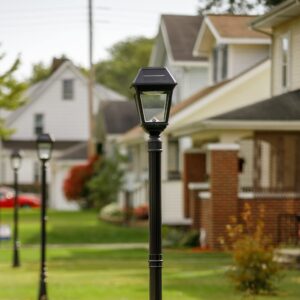 Gama Sonic Imperial III Solar Post Light, Black Aluminum and Glass, Outdoor Lamp, 300 Lumen Dual Color Temperature, 3-inch Fitter for Lamp Posts or Pier Mount (Sold Separately) 97K012