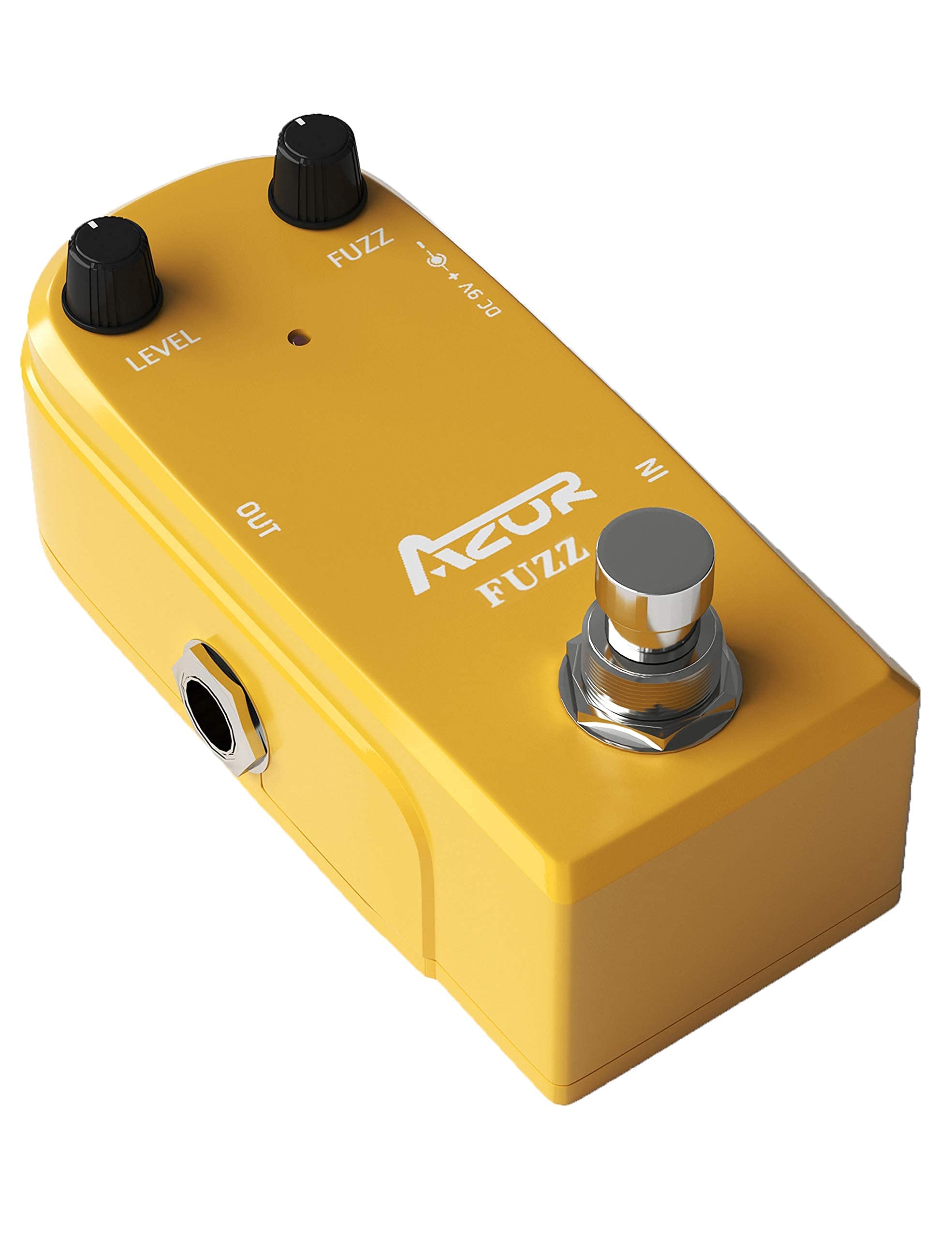 AZOR Vintage Fuzz Guitar Effect Pedal with Guitar Effect Pedal Cables 3 Pack (Gold)