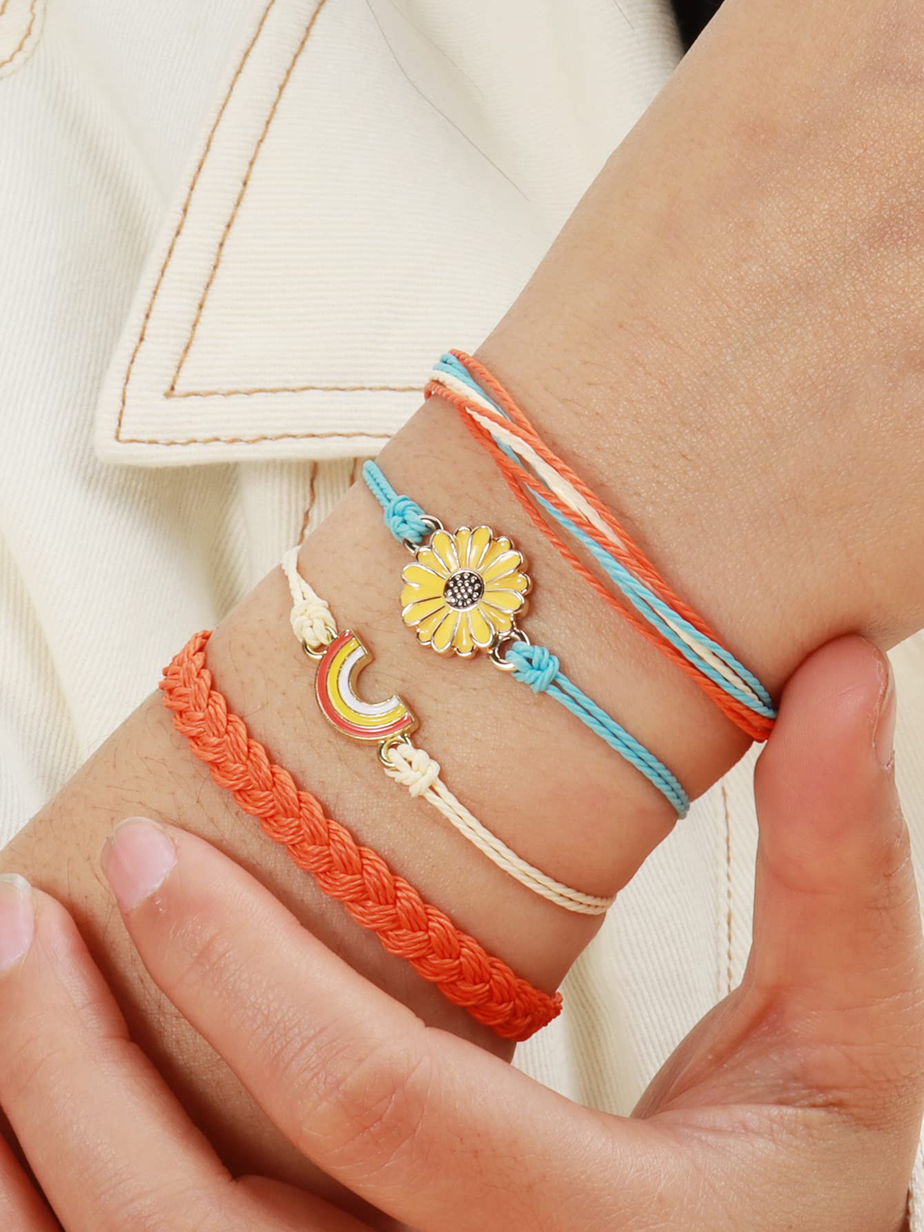 Long tiantian Boho Bracelets for Women Sunflower String Bracelets Ankle Bracelets for Women