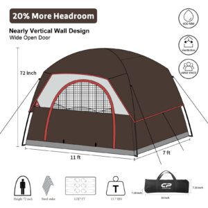 CAMPROS CP Tent 6 Person-Camping-Tents, Waterproof Windproof Family Dome Tent with Top Rainfly, Large Mesh Windows, Double Layer, Easy Set Up, Portable with Carry Bag - Brown