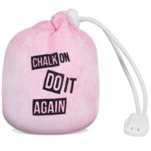 Inspirational Phrases Gym Chalk Ball for Gymnastics Weight Lifting Rock Climbing 2.3 oz Chalk in Refillable Sock Bag (Pink)