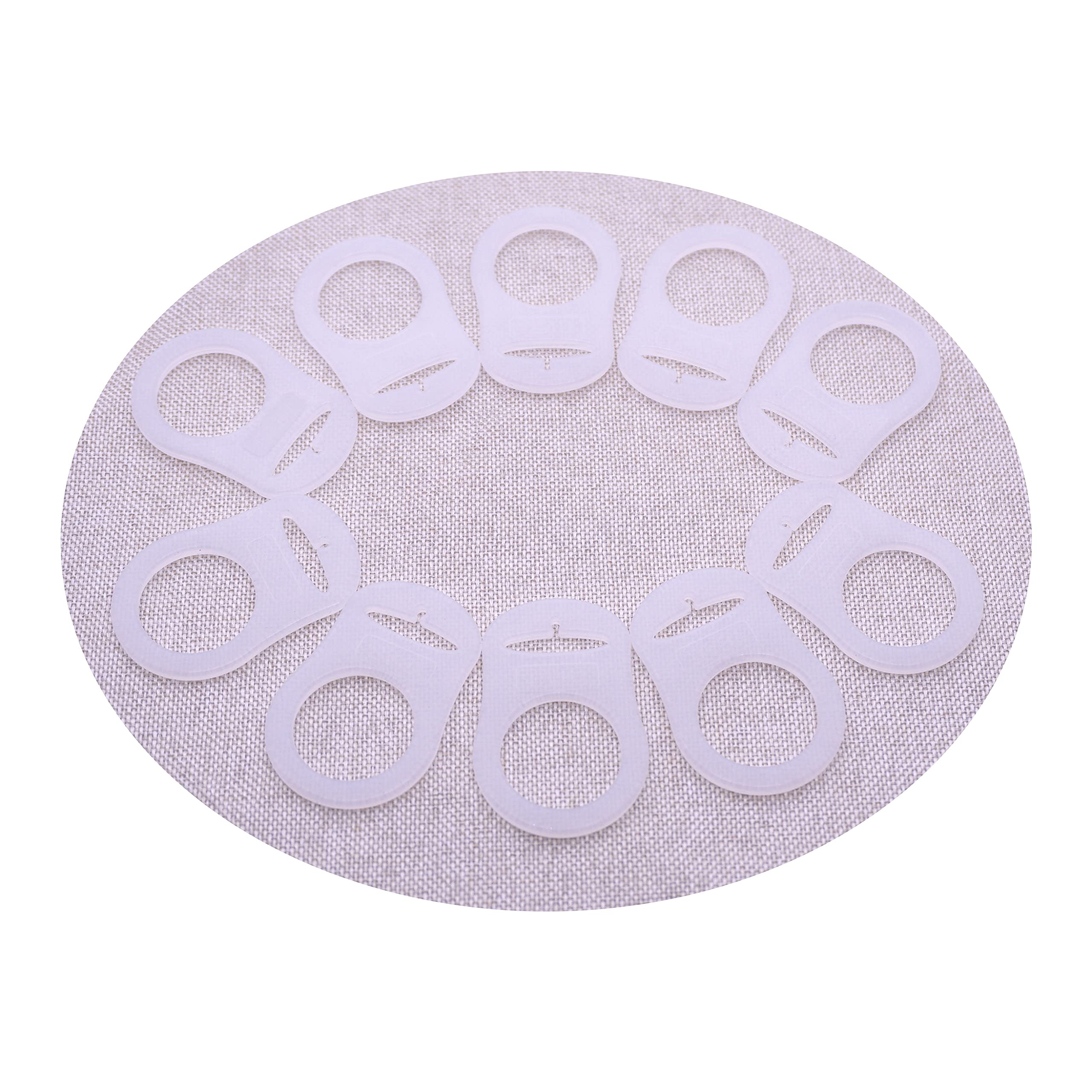 Sutoyuen Soft Silicone Adapter Rings Baby Pacifier Clips Holders for Button Style Dummy Soother Teething Ring (White) 10pcs …