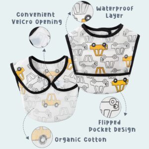 2ooya 6 Pcs Baby Feeding Bibs Toddler Waterproof Bib Set with Crumb Catcher Pocket Infant Adjustable Baby Teething Bib Babies Food Bibs Keepsake Gift for Baby Shower Christmas New Year, 6-12 Months