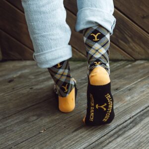 PARAMOUNT NETWORK Yellowstone Dutton Ranch Black Plaid Socks