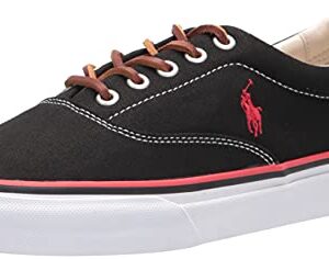 POLO RALPH LAUREN Men's Keaton-Pony Sneaker, Black/RL 2000 RED PP, 13