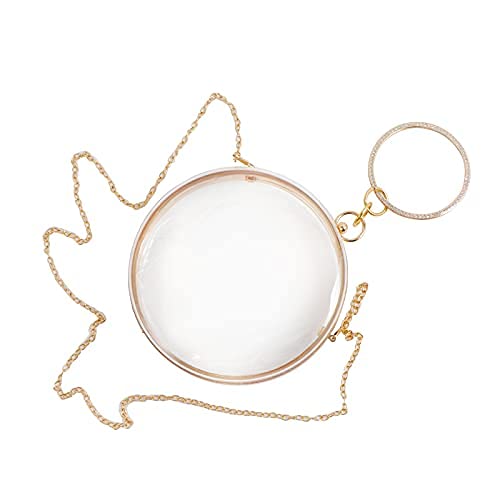 Cirilla Women Acrylic Transparent Round-Cake Clutch Evening Handbag Jeweled Ring Handle for Wedding Cocktail Party Banquet (clear)