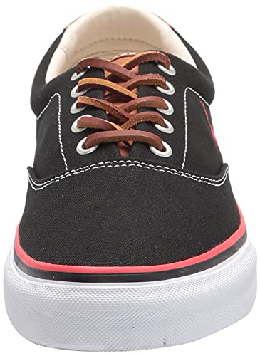 POLO RALPH LAUREN Men's Keaton-Pony Sneaker, Black/RL 2000 RED PP, 13