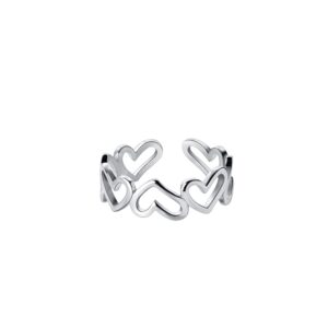 Cute Love Heart Adjustable Opening Pinky Rings for Women Dainty 925 Sterling Silver Eternity Endless Love Statement Knuckle Rings Thin Tiny Stacking Rings for Her Birthday Mom Xmas Valentines Gifts (Hollow Heart)