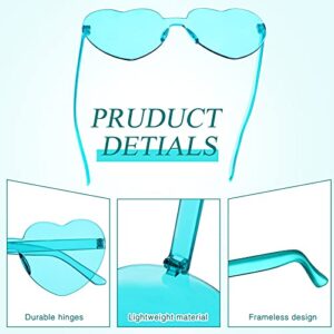 TOODOO 4 Pieces Heart Shape Rimless Sunglasses Transparent Candy Color Party Eyewear()