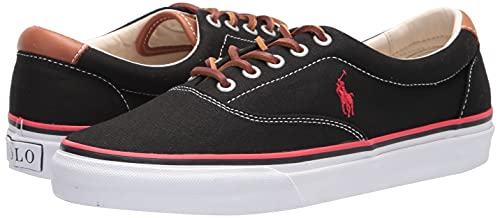 POLO RALPH LAUREN Men's Keaton-Pony Sneaker, Black/RL 2000 RED PP, 13