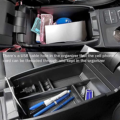 TACOBRO Center Console Organizer Tray Compatible with Ford Escape 2020-2024 and 2021 2022 2023 2024 2025 Bronco Sport CX430 4-Door (Not for U725 2-Door) Secondary Storage Armrest Glove Box - Black