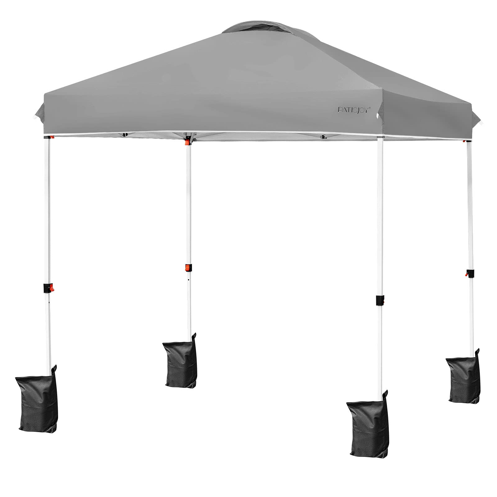 Tangkula Outdoor Pop-up Canopy Tent, 6.6 x 6.6 FT Height Adjustable Commercial Instant Canopy w/Portable Roller Bag, 4 Weight Bags, Outdoor Camping Sun Shelter for Camping, Party (6.6’ x 6.6’, Grey)