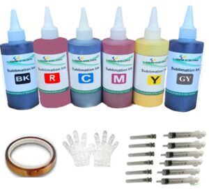 vivid colors dye sublimation ink 6 color refill bottles for expression xp-15000 inkjet printers heat press transfer on dyi mugs plates t-shirts