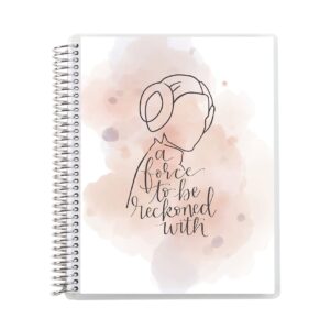 erin condren 7" x 9" spiral bound college ruled notebook - star wars watercolor leia, 160 lined page note taking & writing notebook, 80lb thick mohawk paper, stickers included