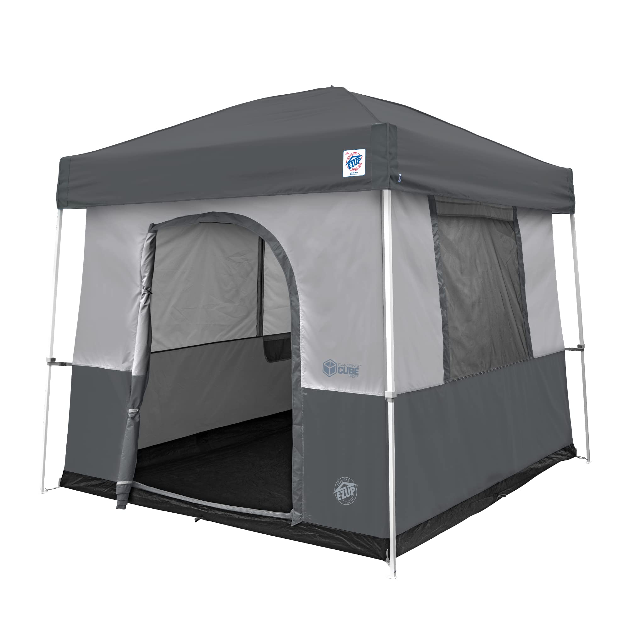 E-Z UP Camping Cube Sport, Converts 10' Angled Leg Canopy into Camping Tent, Grey (Canopy/SHELTER NOT Included)