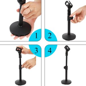 YOUEON 2 Pcs Microphone Stand Desktop, Adjustable Table Mic Stand with Mic Clip and 5/8" Male to 3/8" Female Screw Adapter, Heavy Base for Snowball, Spark & More