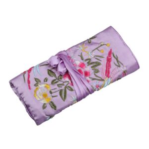 SOFEA Oriental Silk Jewellery Roll Wrap Jewelry Pouch Organizer Travel Storage Case