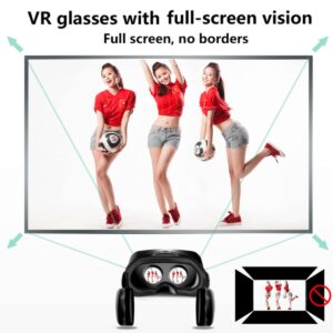 Virtual Reality Headset with Controller Adjustable 3D VR Glasses Virtual Reality Headset HD Blu-ray Eye Protected Support 5~7 Inch for Phone/Android (A50)