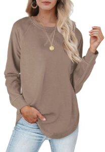 xieerduo women's sweatshirts long sleeve t shirts for women loose fit coffee l