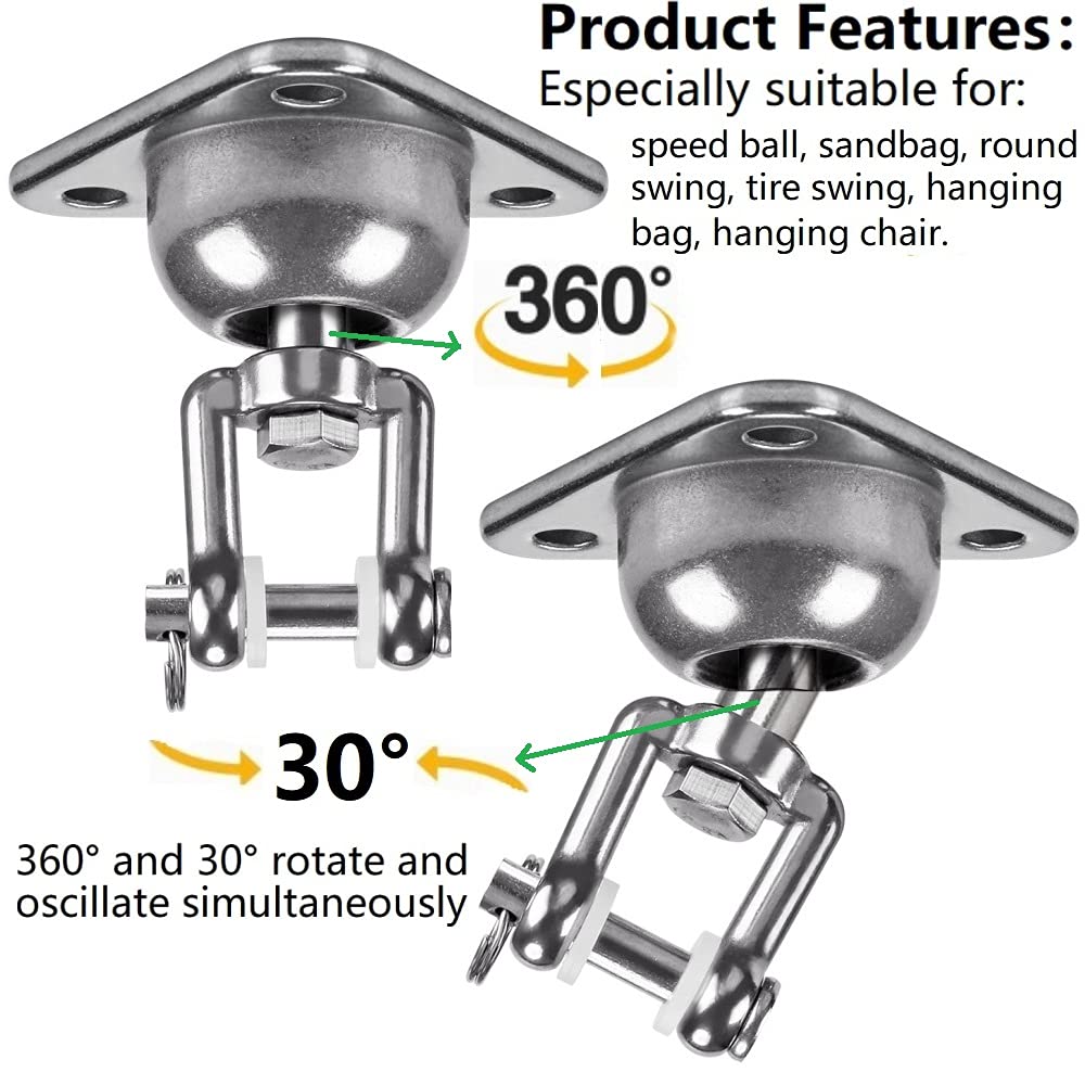 ZGCY Heavy Duty, Stainless Steel Swing Hanger of Round Shape 360° Rotation +30° Swing, Gym Hanging sandbags, Yoga, air Dance, Rotating Tires, Rotating Pendulum Hanging Items