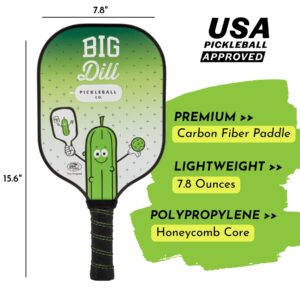 Big Dill Pickleball Original Pickleball Paddles Set of 2 USAPA Approved Pickleball Paddle Set | 2 Carbon Fiber Paddles with Covers, 2 Outdoor Pickleball Balls & Bag for Pickle Ball Paddle Set