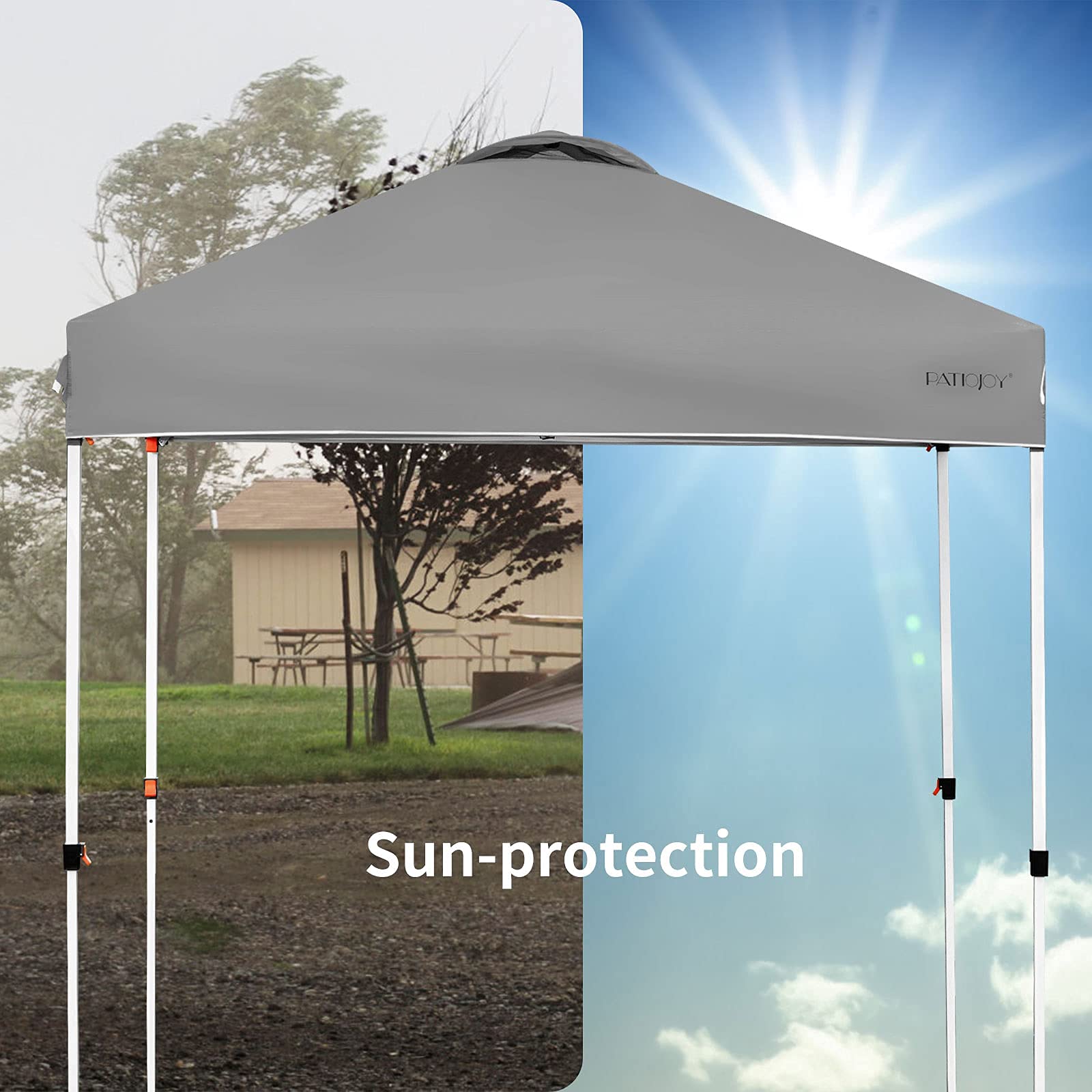 Tangkula Outdoor Pop-up Canopy Tent, 6.6 x 6.6 FT Height Adjustable Commercial Instant Canopy w/Portable Roller Bag, 4 Weight Bags, Outdoor Camping Sun Shelter for Camping, Party (6.6’ x 6.6’, Grey)