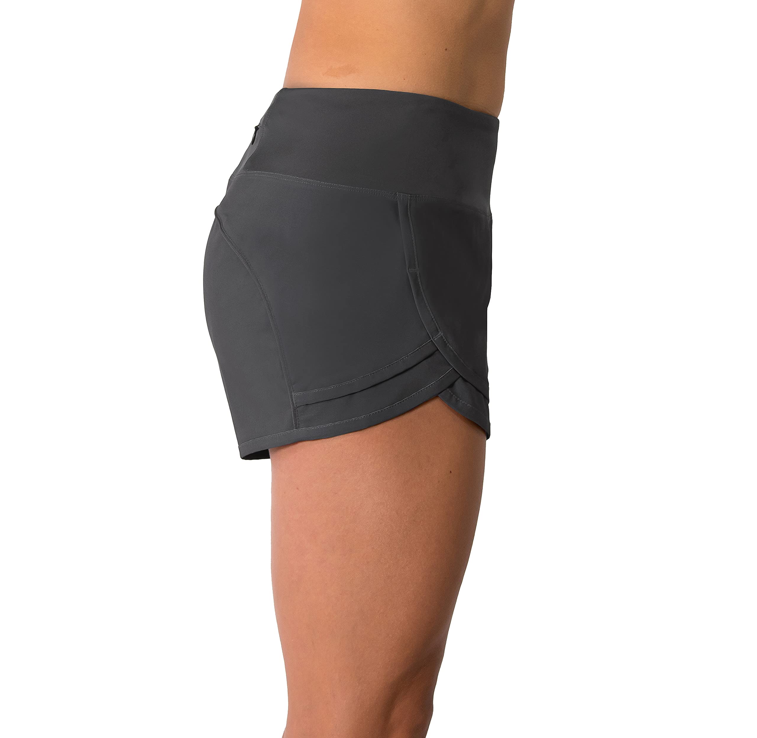 Women's Lightweight Running Shorts with Mesh Linner 3" WOD Workout Athletic Shorts for Women with Phone Pocket Dark Gray